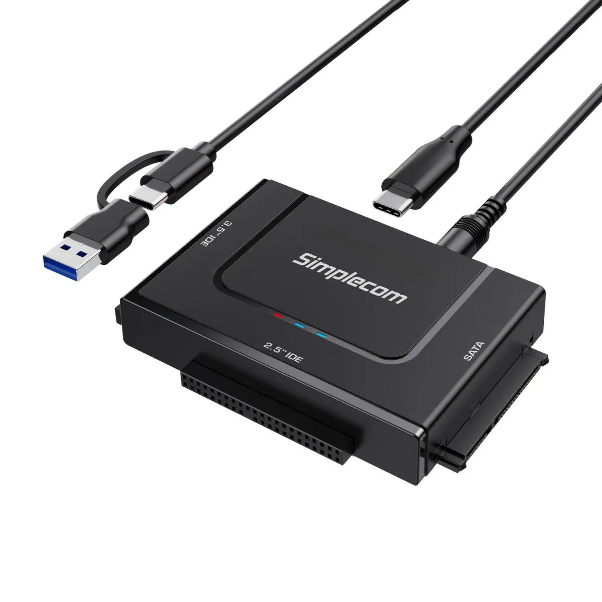 Simplecom SA492C SuperSpeed USB to 2.5', 3.5'  5.25' SATA/IDE Adapter with Power Supply - USB, Bl...