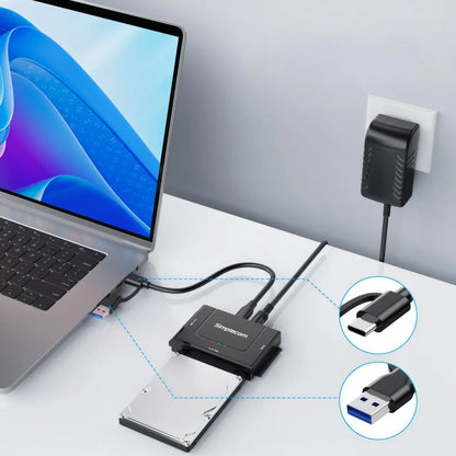 Simplecom SA492C SuperSpeed USB to 2.5', 3.5'  5.25' SATA/IDE Adapter with Power Supply - USB, Bl... - Image 4