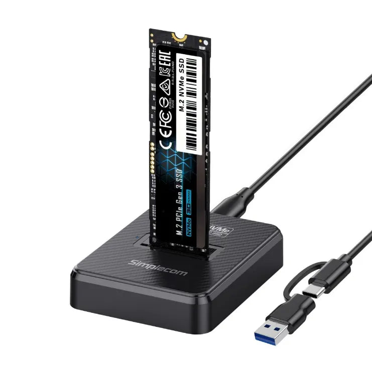 Simplecom SD511 M.2 SSD Docking Station NVMe and SATA Dual Protocol USB 3.2 Gen 2 10Gbps USB-C in...