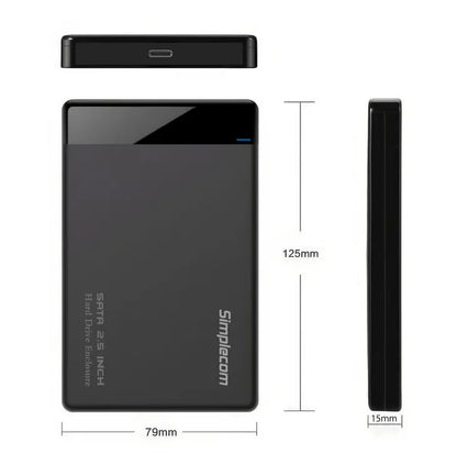 Simplecom SE109 Tool-free 2.5' SATA HDD SSD to USB-C Enclosure USB 3.2 Gen 1 Compatible with 7mm... - Image 3