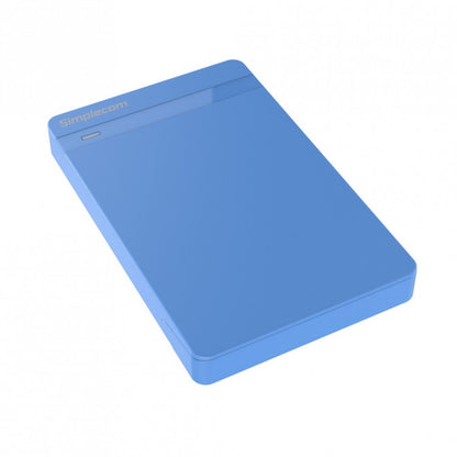 Simplecom SE203 Tool Free 2.5' SATA HDD SSD to USB 3.0 Hard Drive Enclosure - Blue Enclosure Supe...
