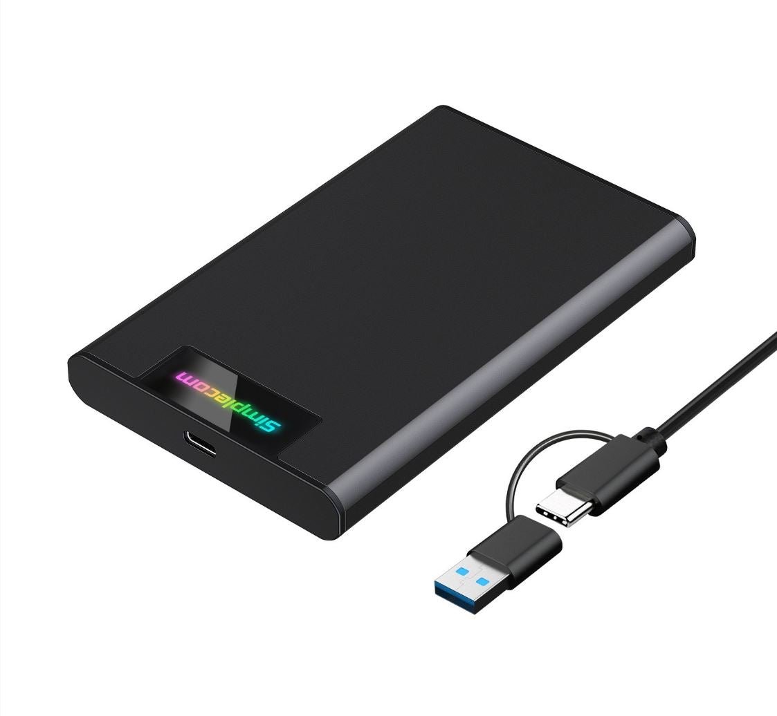 Simplecom SE239 Tool-free 2.5' SATA HDD SSD to USB-C Enclosure with RGB Lights USB 3.2 Gen 2 2 in...