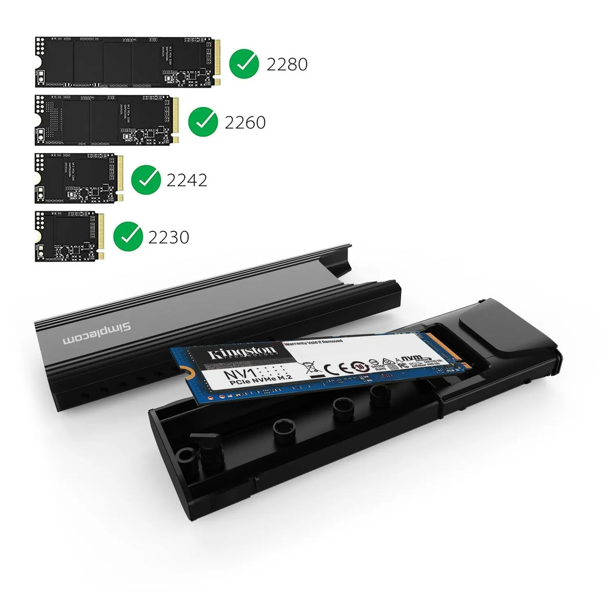 Simplecom SE504v2 NVMe / SATA Dual Protocol M.2 SSD USB-C Enclosure Tool-Free USB 3.2 Gen 2 10Gbp... - Image 3