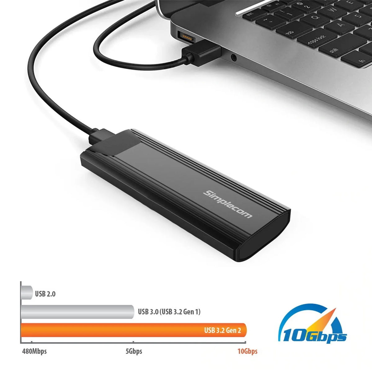 Simplecom SE504v2 NVMe / SATA Dual Protocol M.2 SSD USB-C Enclosure Tool-Free USB 3.2 Gen 2 10Gbp... - Image 4