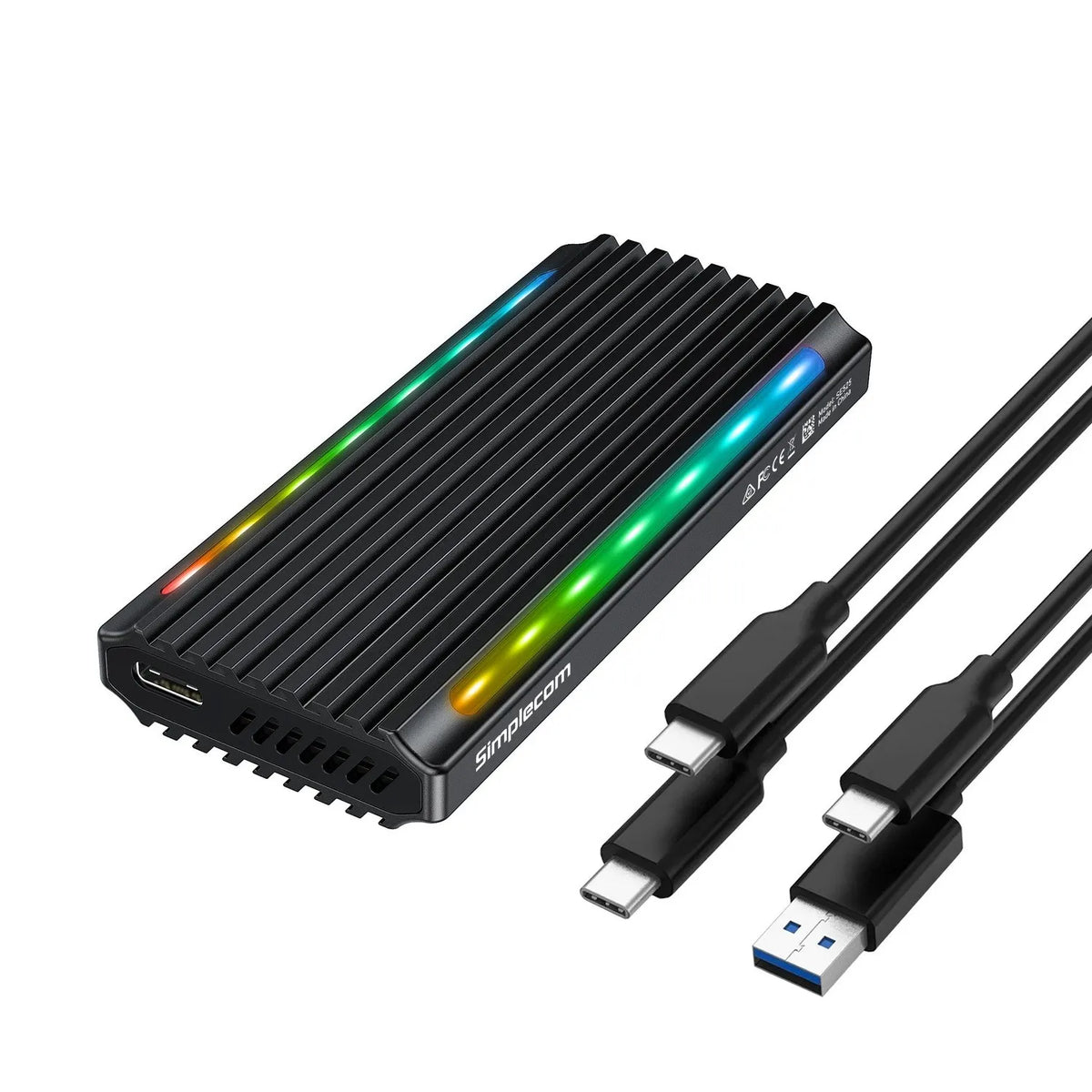 Simplecom SE525 NVMe / SATA M.2 SSD USB-C Enclosure with RGB Light USB 3.2 Gen 2 10Gbps - Hard Dr...
