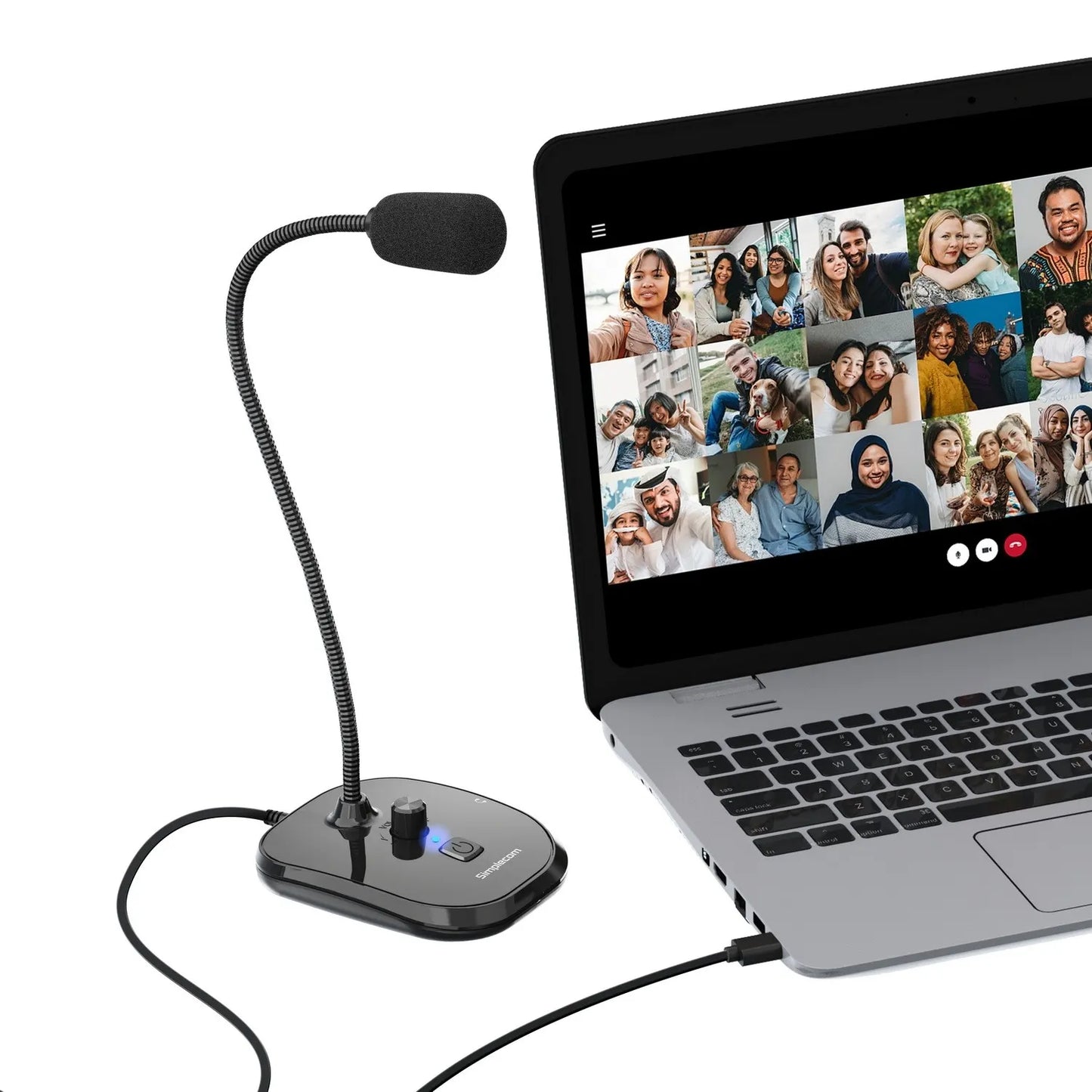Simplecom UM360 Plug and Play USB Desktop Microphone with Headphone Jack - Speakers, Headsets  Mic - Image 4