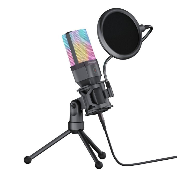 Simplecom UM650 USB Cardioid Condenser Microphone Gaming RGB Lights with Tripod  Pop Filter - Spe... - Image 2