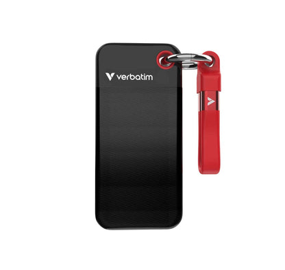 Verbatim 1TB Pocket SSD USB 3.2 Gen 2 1TB Black Red Convenient Keyring cable holder. Compact, Rug... - Image 2