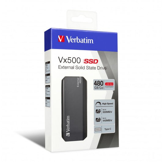 Verbatim Vx500 EXTERNAL SSD Drive 480GB USB3.1(LS) - Hard Drives - External