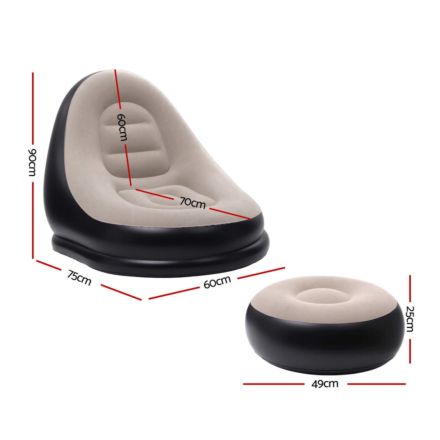 Gardeon Inflatable Chair with Ottoman Air Sofa Blow Up Air Chair for Camping with Pump - Image 2