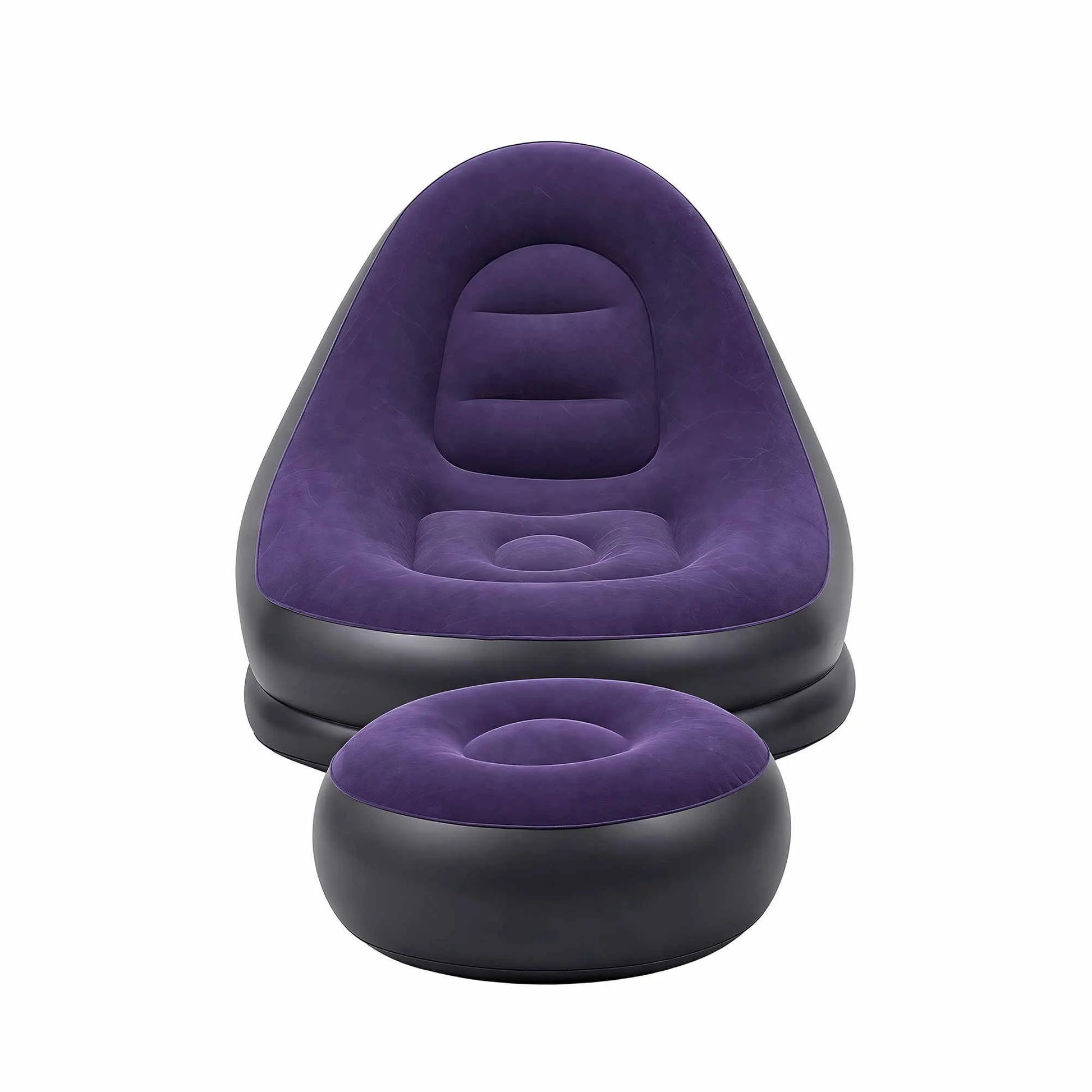 Gardeon Inflatable Chair with Ottoman Air Sofa Blow Up Air Chair for Camping with Pump Purple - Image 3