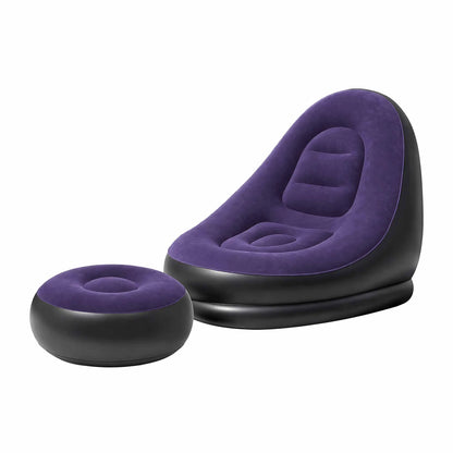 Gardeon Inflatable Chair with Ottoman Air Sofa Blow Up Air Chair for Camping with Pump Purple - Image 7