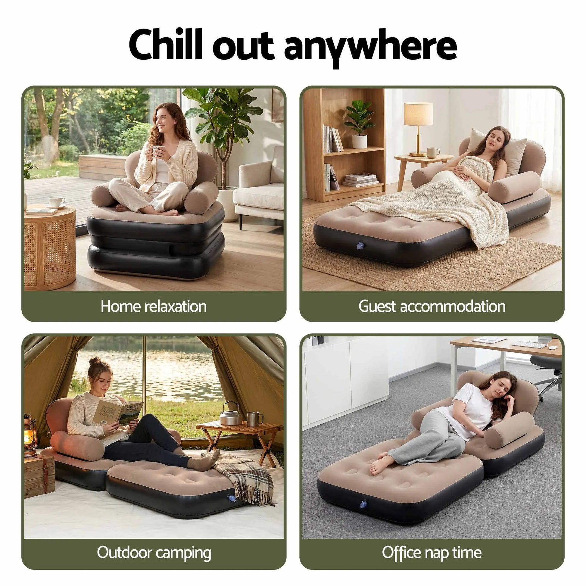 Gardeon Inflatable Chair Sun Lounge Air Sofa Blow Up Air Chair for Camping with Pump - Image 8