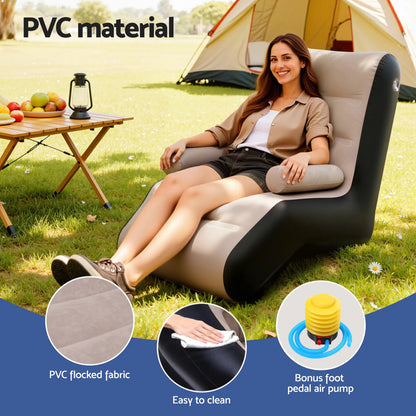 Gardeon Inflatable Chair Sun Lounger Blow Up Folding Air Chairs Sofa for Camping with Pump - Image 5