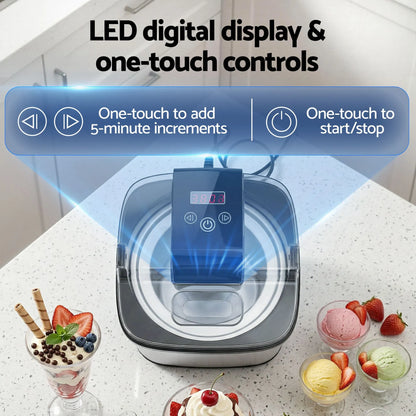 Devanti Ice Cream Maker Slushie Machine 2L Homemade Gelato Sorbet Sliver - Image 7
