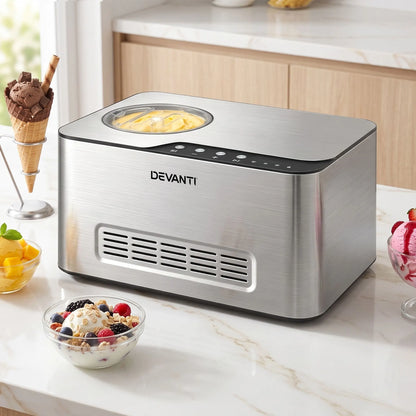 Devanti 2L 2-in-1 Ice Cream & Yogurt Maker Machine No Pre-Freezing Homemade Gelato Sorbet - Image 9