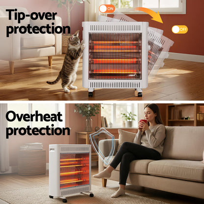 Devanti 2200W Infrared Radiant Heater Portable Electric Space Heating White - Image 8