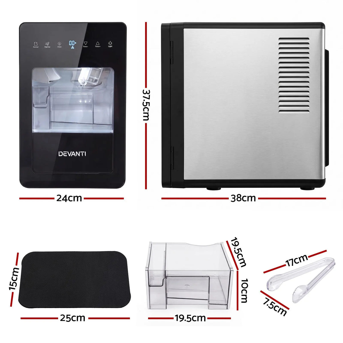 Devanti Ice Maker 5cm Large Ice Cubes Countertop Machine 150pcs/24h for Home - Image 3