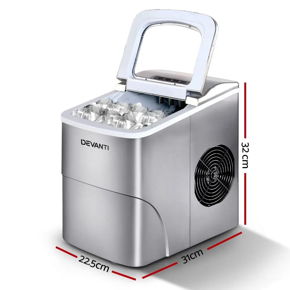 Devanti 12kg Ice Maker Machine Silver - Image 2