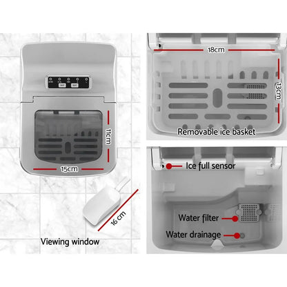 Devanti 12kg Ice Maker Machine Silver - Image 4