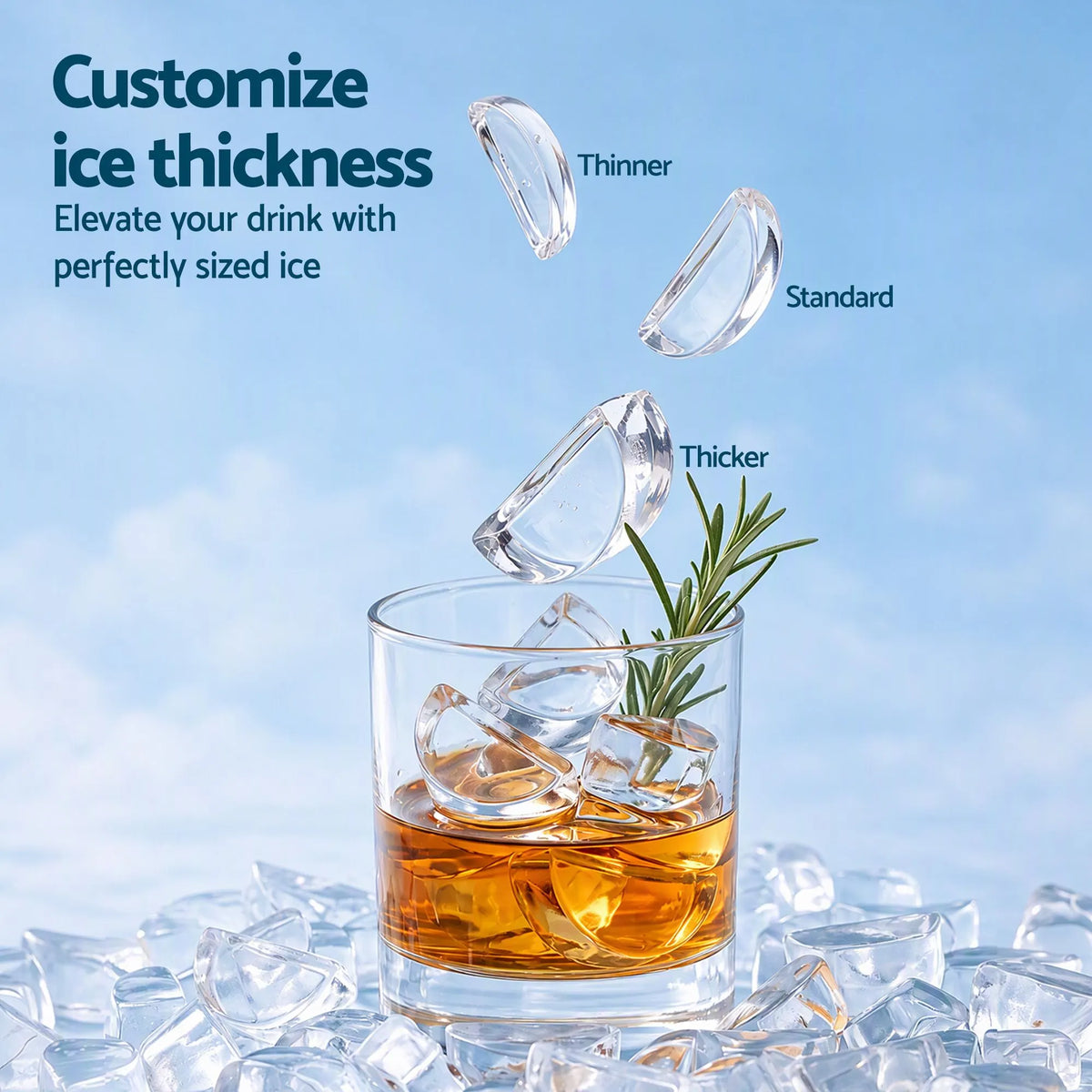 Devanti Ice Maker Crescent Ice 16pcs Countertop Machine 12KG/24H for Home - Image 4