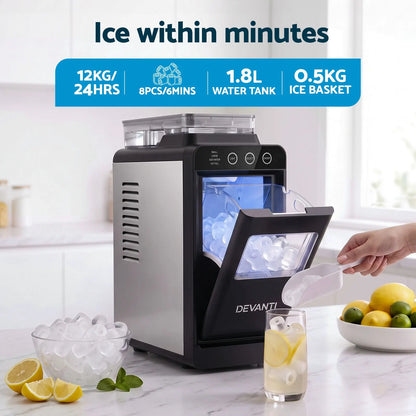Devanti Ice Maker Ice Slim Compact Countertop Machine 12KG/24H for Home - Image 4