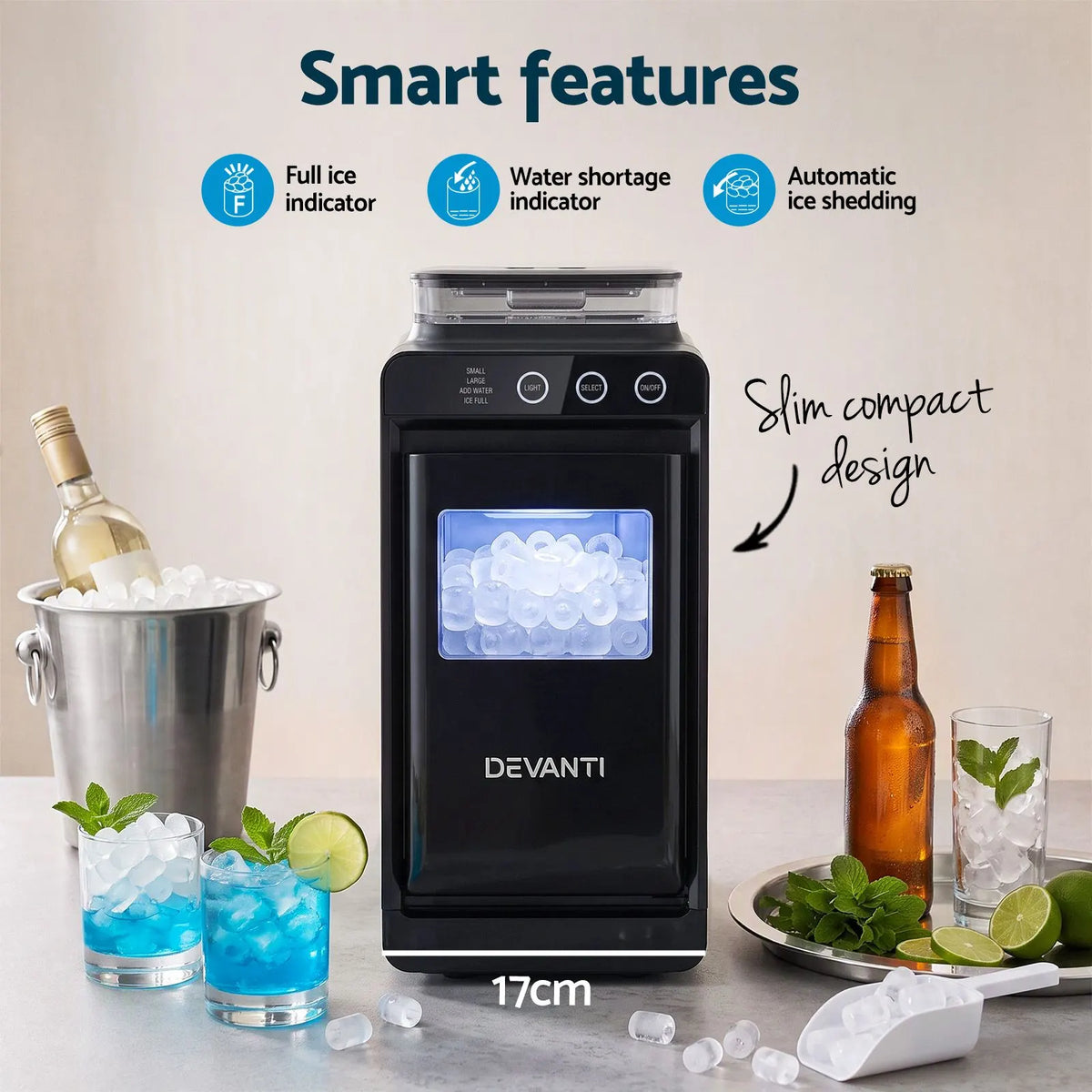 Devanti Ice Maker Ice Slim Compact Countertop Machine 12KG/24H for Home - Image 5