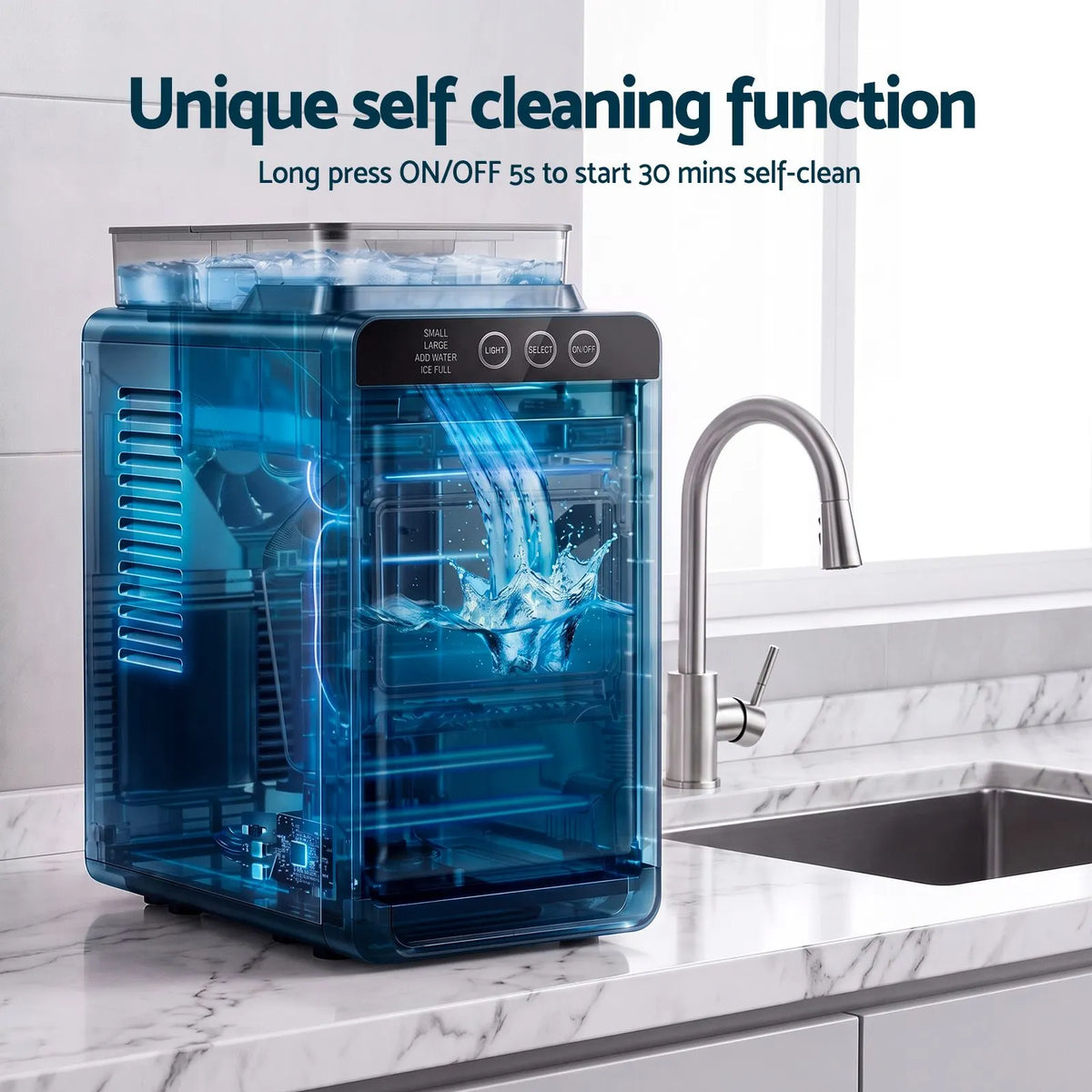 Devanti Ice Maker Ice Slim Compact Countertop Machine 12KG/24H for Home - Image 8