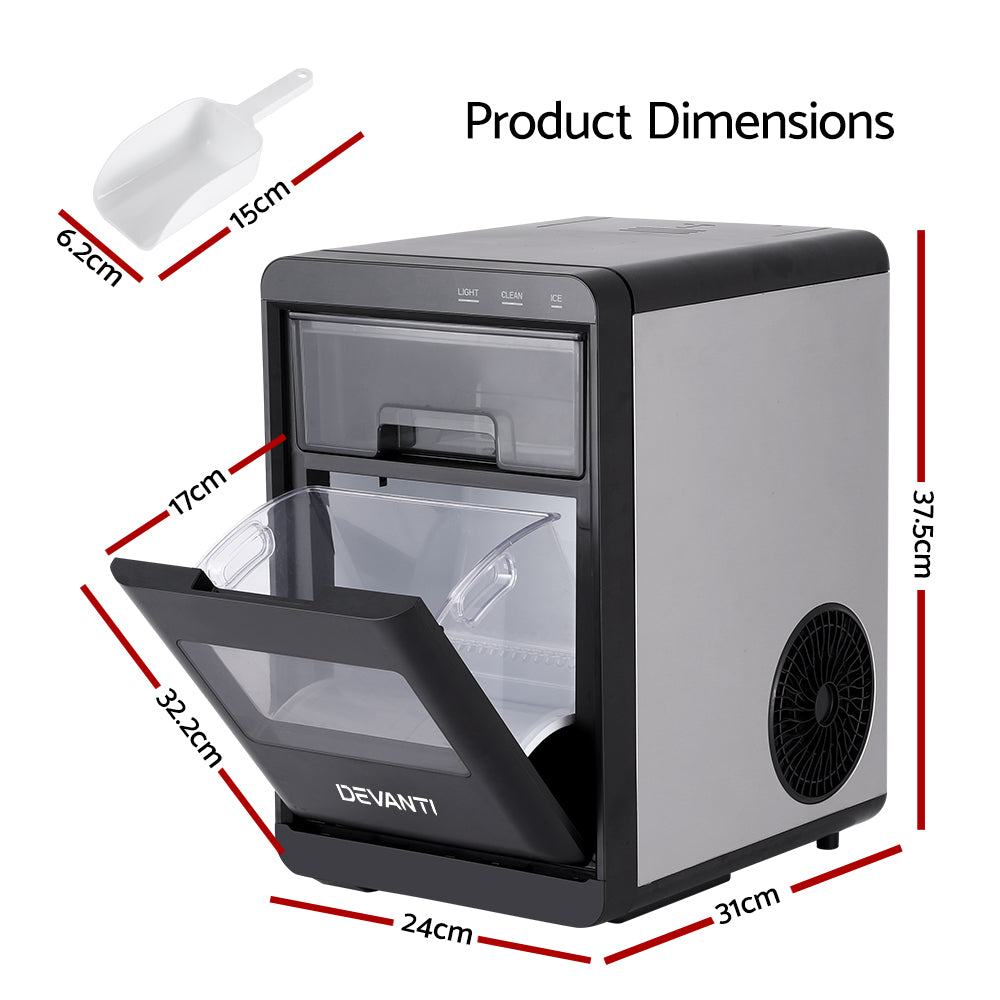 Devanti Ice Maker Machine 20kg Chewable Nugget Ice Countertop w/Self Cleaning - Image 2