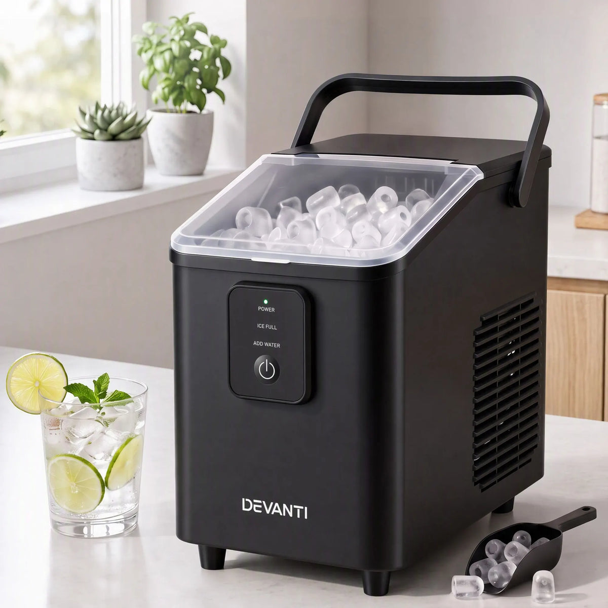 Devanti Ice Maker 11-12kg Portable Bullet Cube Machine Black