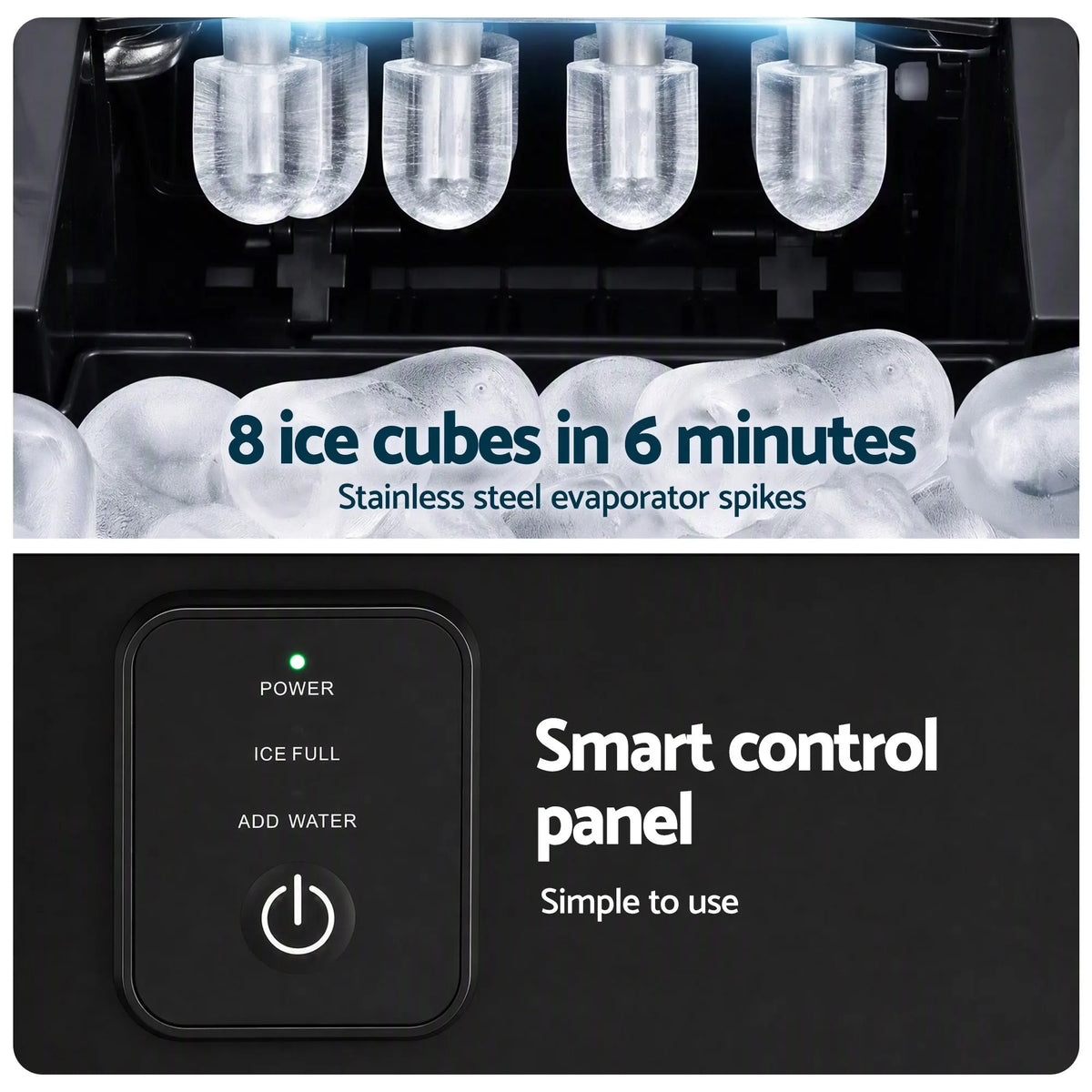 Devanti Ice Maker 11-12kg Portable Bullet Cube Machine Black - Image 7