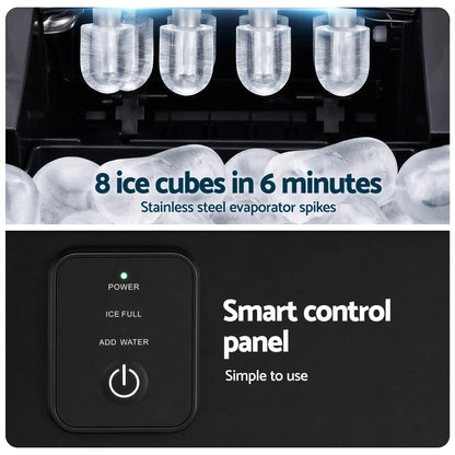 Devanti Ice Maker 11-12kg Portable Bullet Cube Machine Black - Image 7