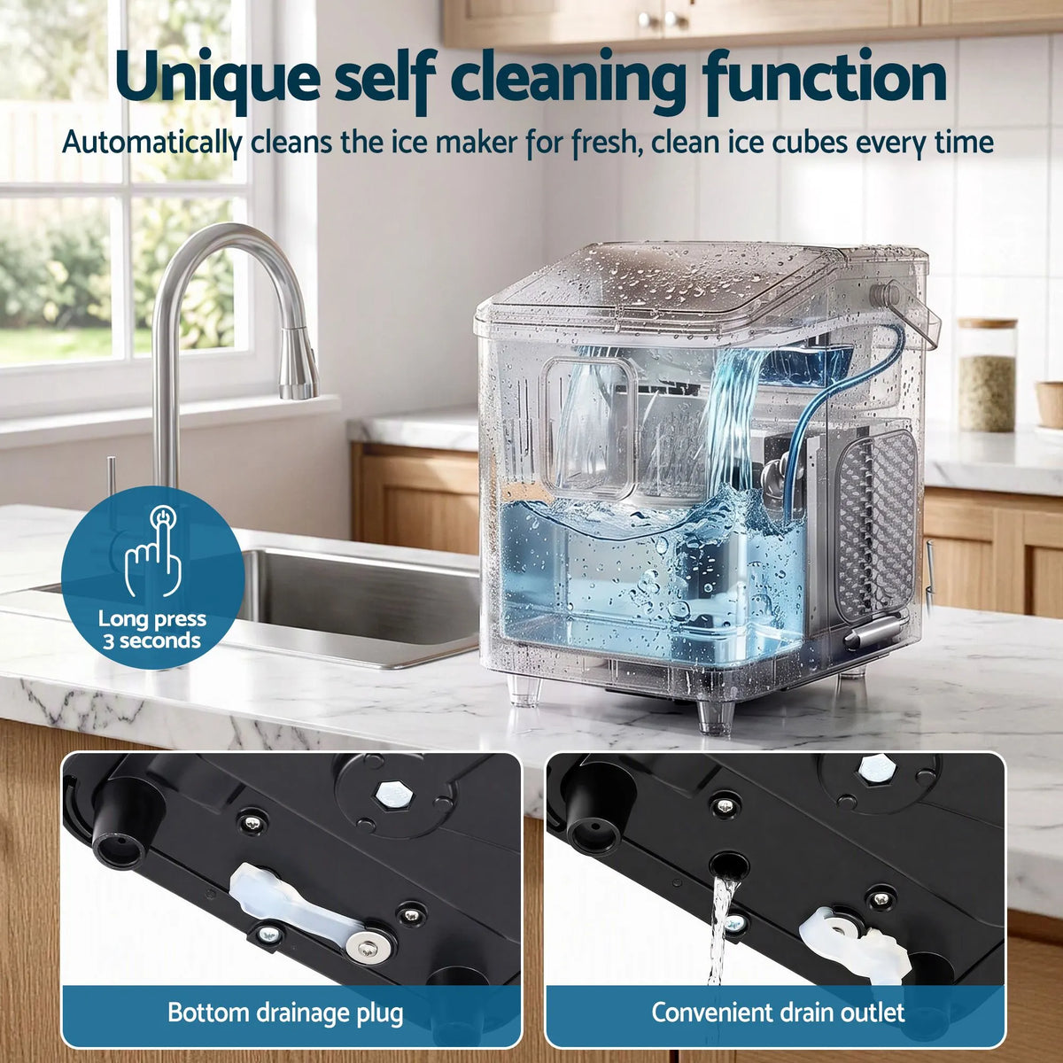 Devanti Ice Maker 11-12kg Portable Bullet Cube Machine Black - Image 9