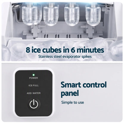 Devanti Ice Maker 11-12kg Portable Bullet Cube Machine White - Image 8
