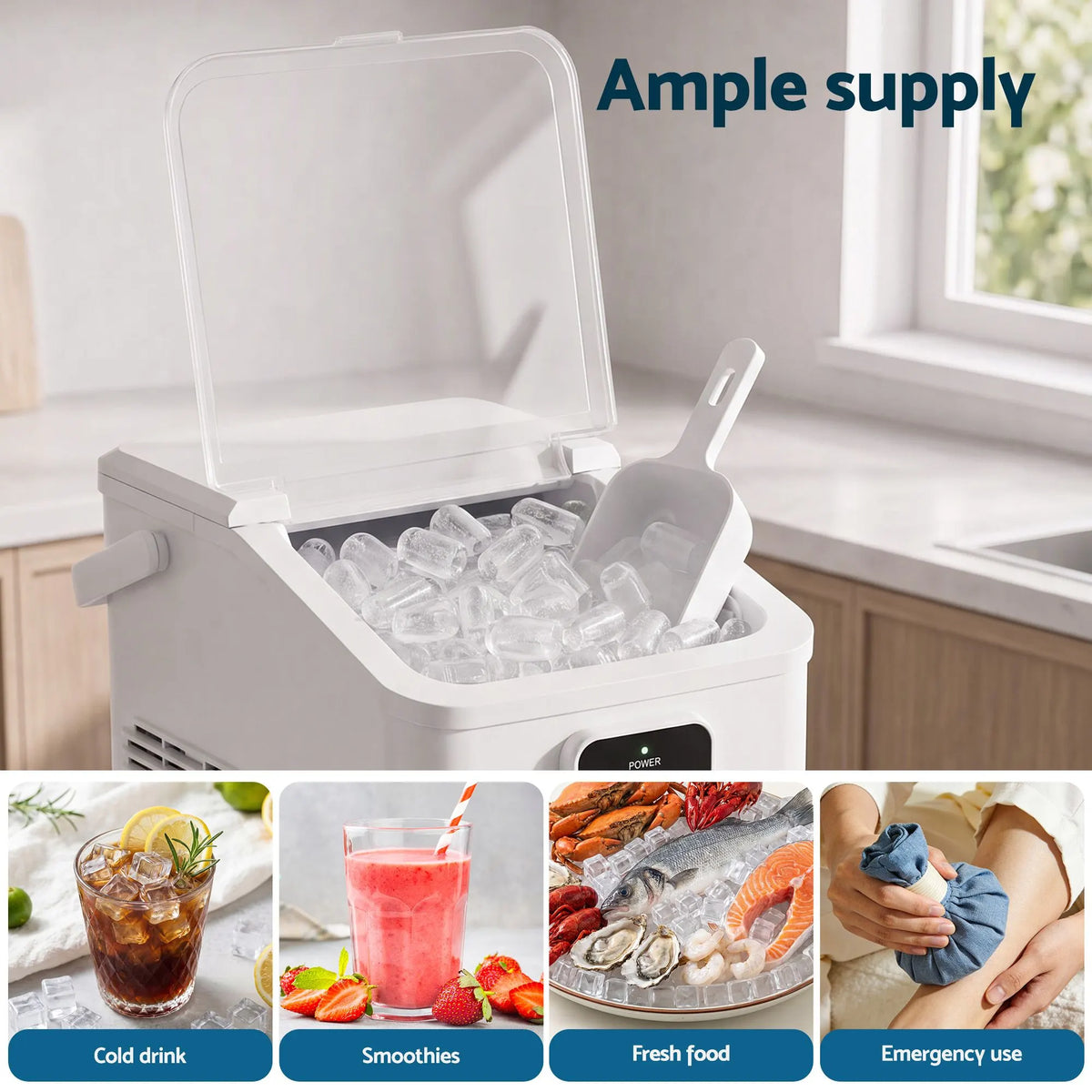 Devanti Ice Maker 11-12kg Portable Bullet Cube Machine White - Image 9