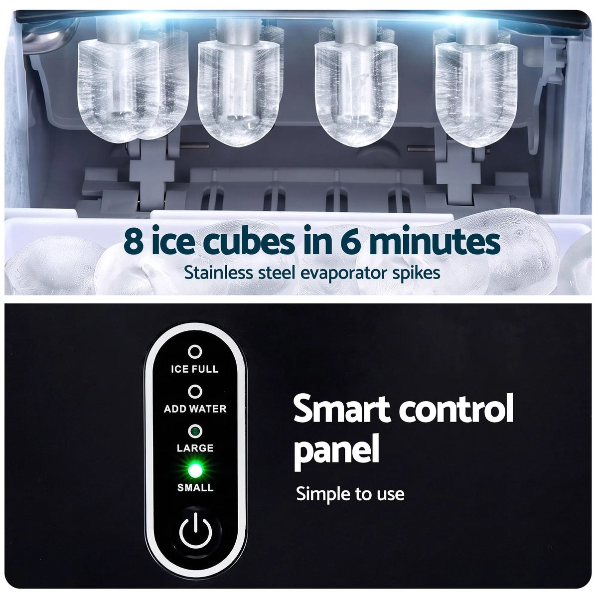 Devanti Ice Maker Portable Ice Machine Countertop Bullet Cube 12KG Black - Image 7
