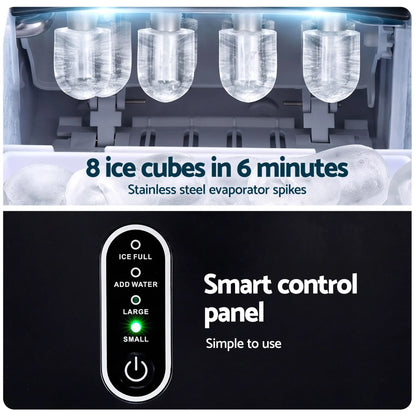 Devanti Ice Maker Portable Ice Machine Countertop Bullet Cube 12KG Black - Image 7