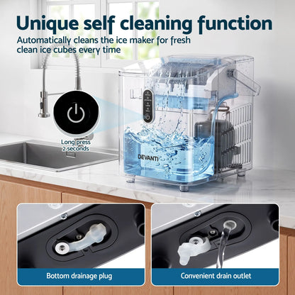 Devanti Ice Maker Portable Ice Machine Countertop Bullet Cube 12KG Black - Image 9