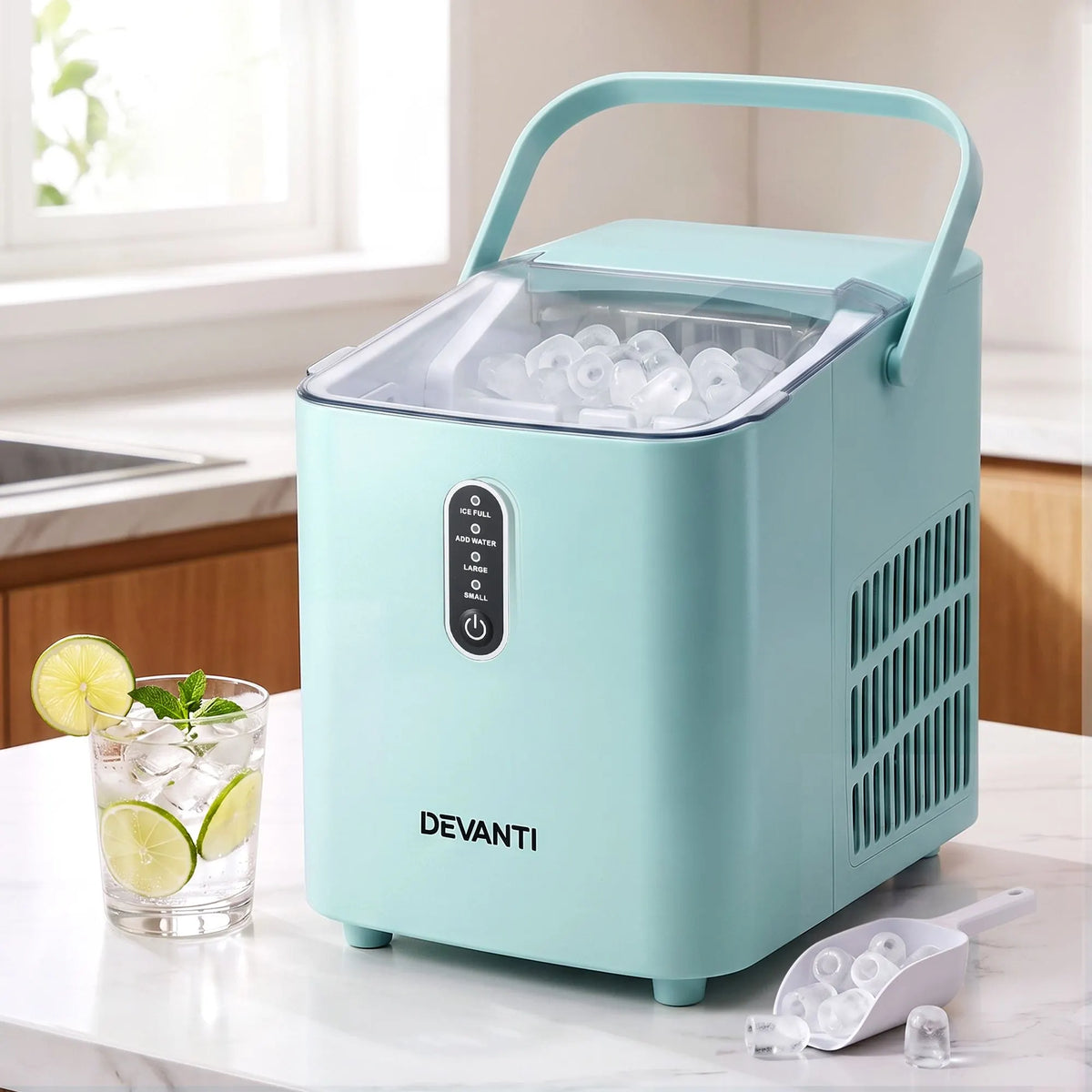 Devanti 12KG Ice Maker Machine Bullet Ice Cube Portable Green