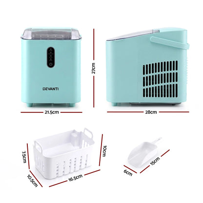 Devanti 12KG Ice Maker Machine Bullet Ice Cube Portable Green - Image 2
