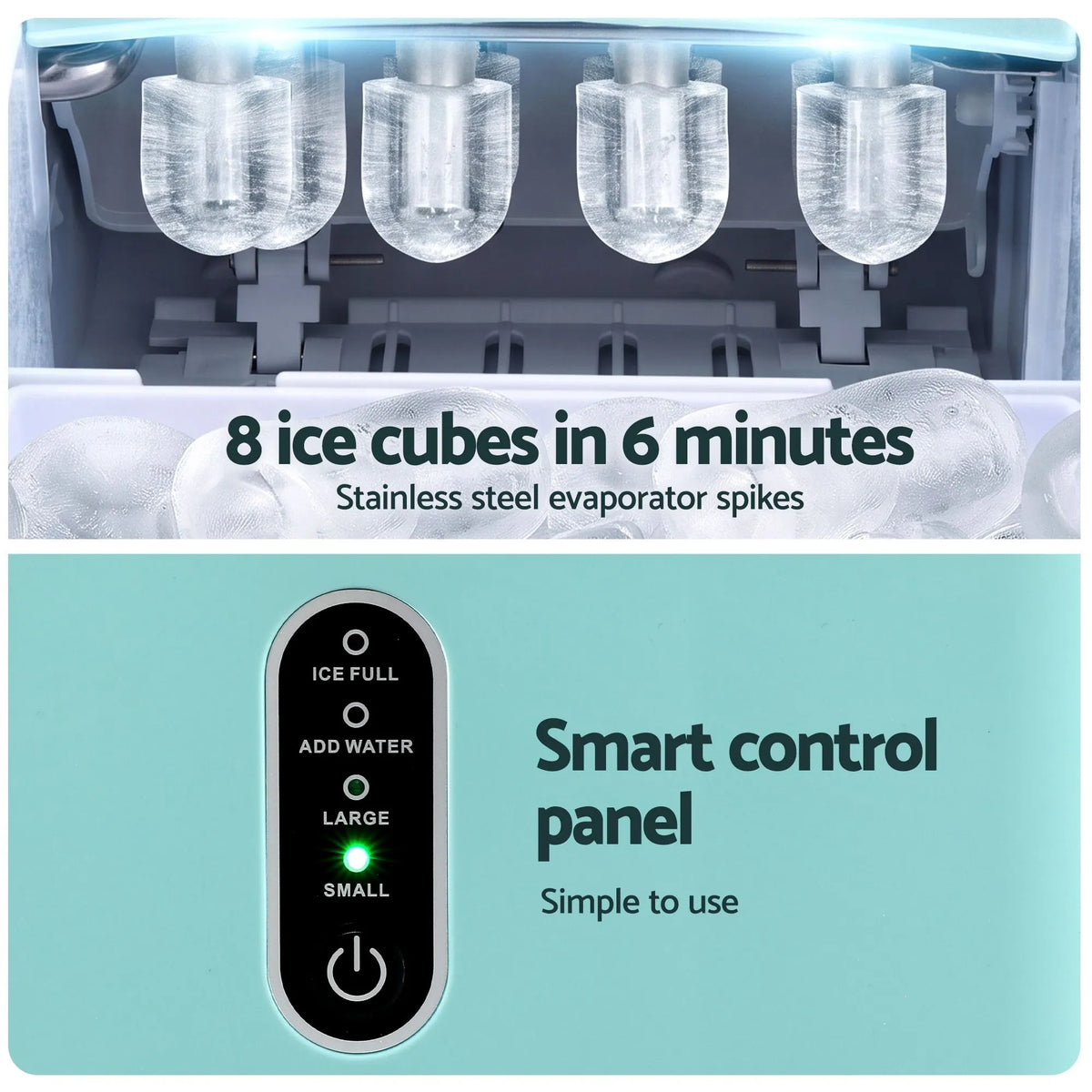 Devanti 12KG Ice Maker Machine Bullet Ice Cube Portable Green - Image 6