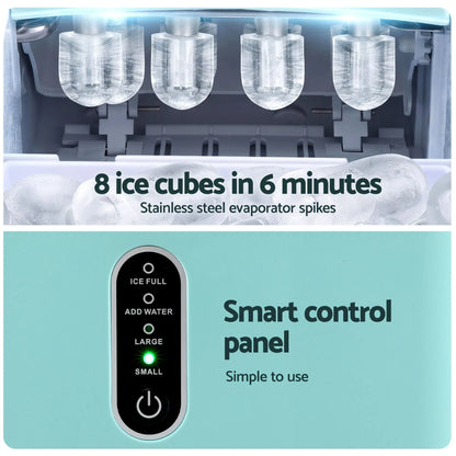 Devanti 12KG Ice Maker Machine Bullet Ice Cube Portable Green - Image 6