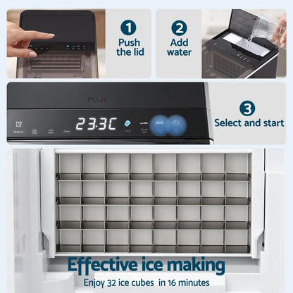 Devanti Ice Maker 23kg Portable Basket Square Cube Machine Black - Image 8