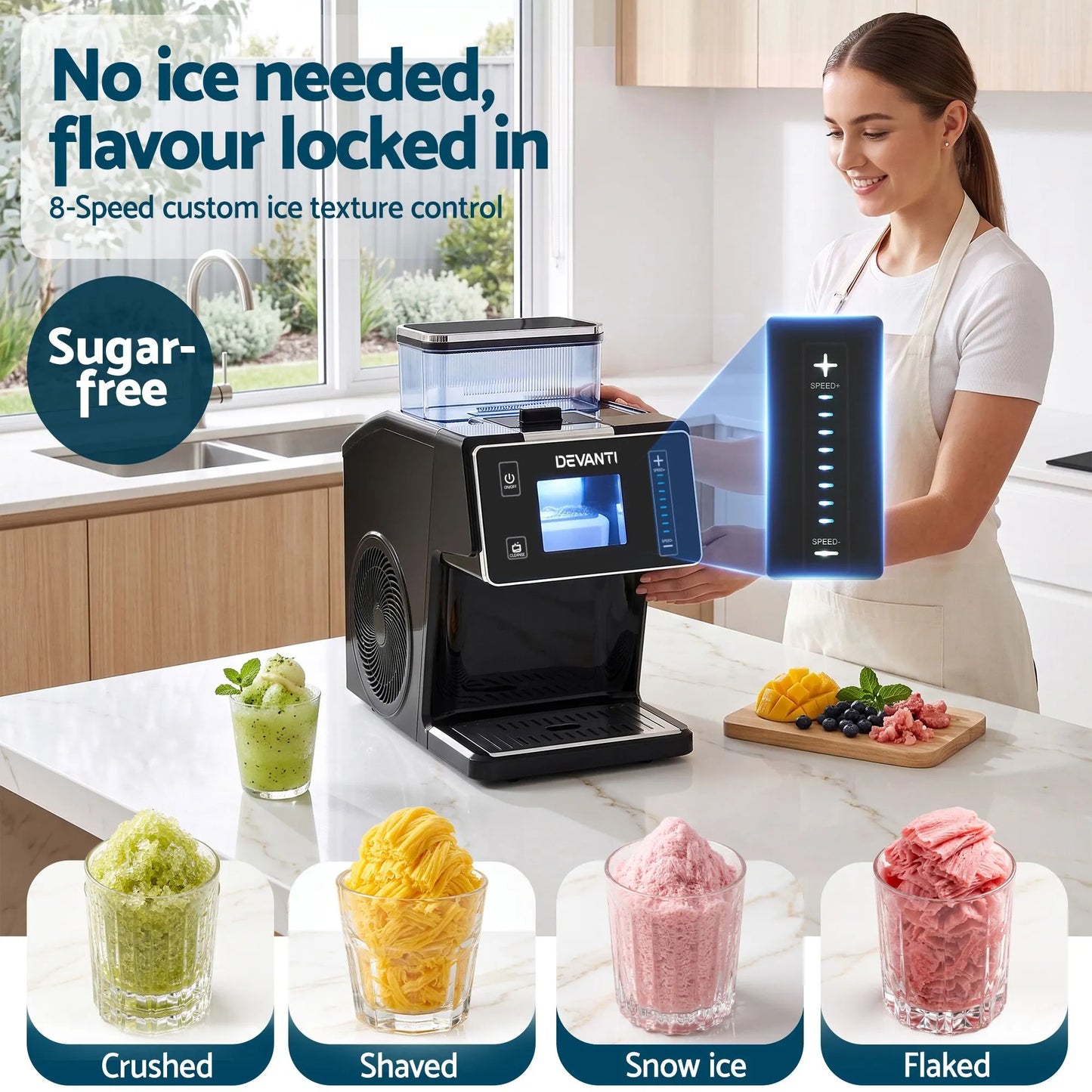 Devanti 20kg/24hr Ice Maker Snowflake Bingsu Shaved Ice Slushie Maker Black - Image 5
