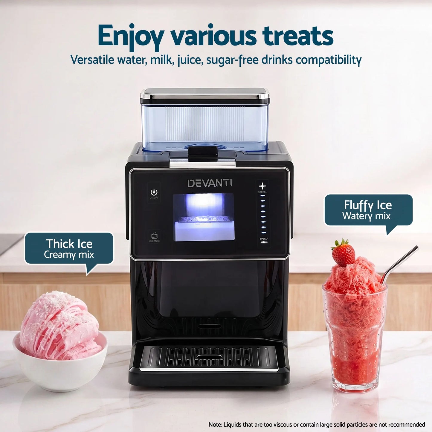 Devanti 20kg/24hr Ice Maker Snowflake Bingsu Shaved Ice Slushie Maker Black - Image 6