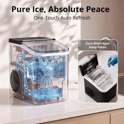 LUVIMO 12kg Ice Maker Machine Full Open Cover Deep Clean - Black - Image 8