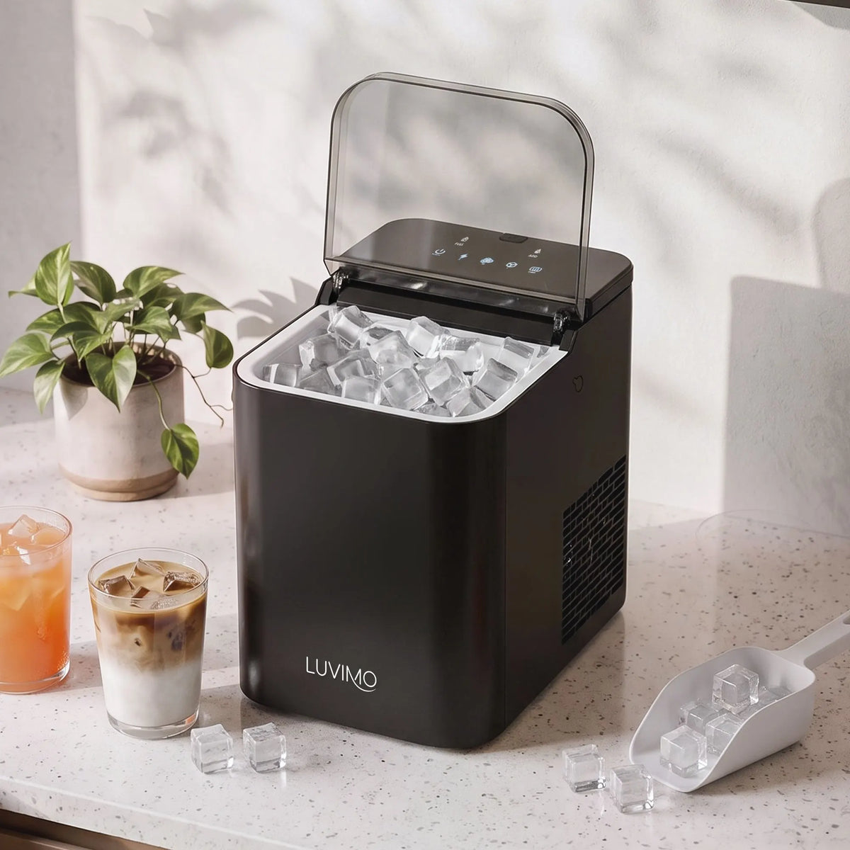 LUVIMO 15kg Ice Maker Machine Double Open Cover Deep Clean - Black - Image 2