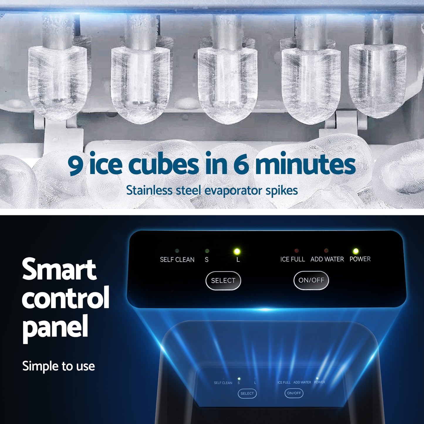 Devanti Ice Maker Machine Portable 12kg Countertop w/Self Cleaning 1.2L Black - Image 7