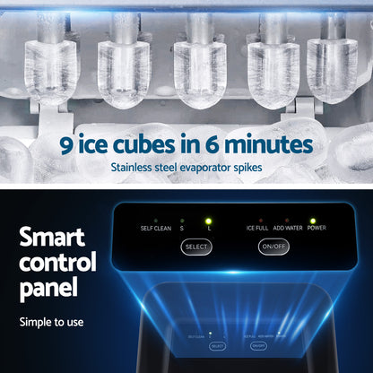 Devanti Ice Maker Machine Portable 12kg Countertop w/Self Cleaning 1.2L Black - Image 7