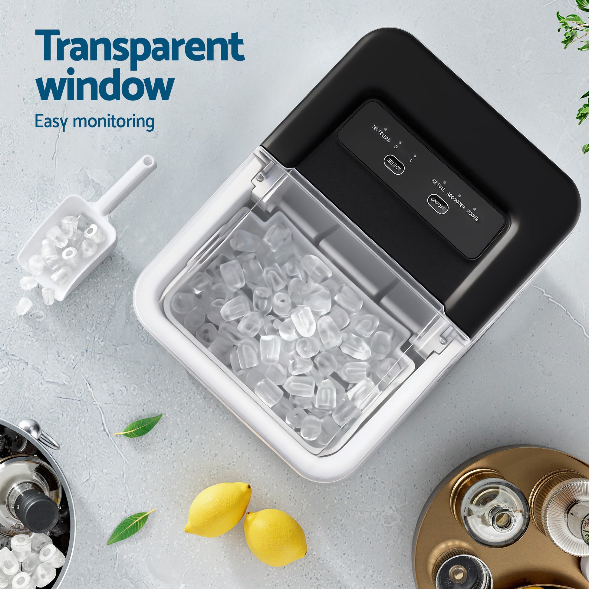 Devanti Ice Maker Machine Portable 12kg Countertop w/Self Cleaning 1.2L Black - Image 9